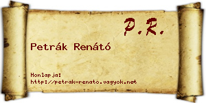 Petrák Renátó névjegykártya