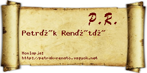 Petrák Renátó névjegykártya